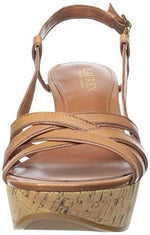 Lauren Ralph Lauren Quaylin Wedge Sandal, Polo Tan Soft Burnished Calf  (Women) - SHOE NV