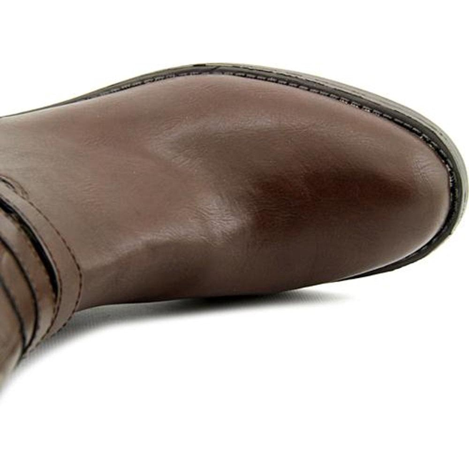 Rampage IMELDA Round Toe Leather Riding Boots, Brown (Women)