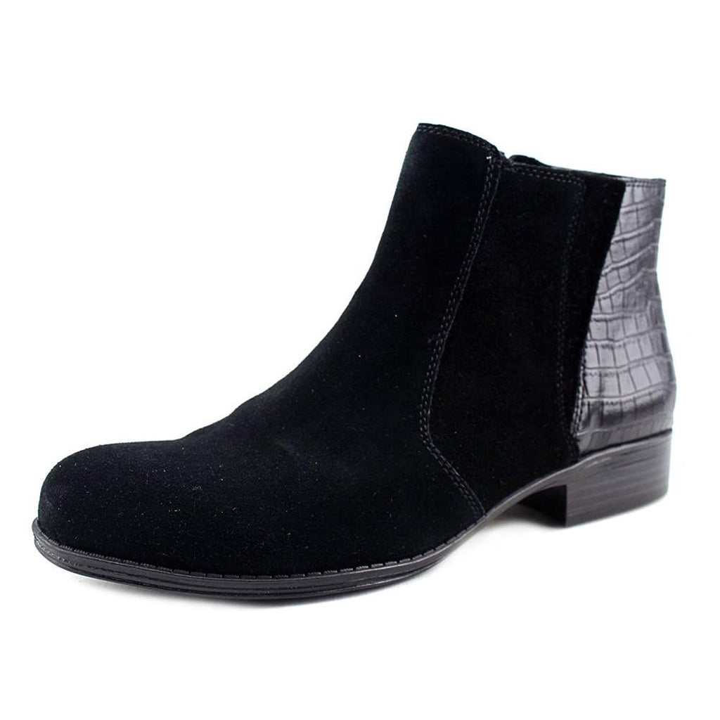 Naturalizer Jump Leather Almond Toe Ankle Fashion Boots, Black Suede (Women)