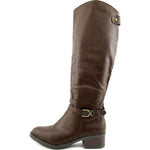 Rampage IMELDA Round Toe Leather Riding Boots, Brown (Women)