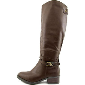 Rampage IMELDA Round Toe Leather Riding Boots, Brown (Women)