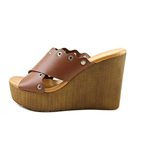 Callisto Of California Darcii Open Toe Casual Platform Sandals, Cognac (Women)