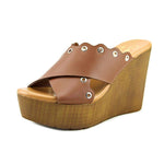 Callisto Of California Darcii Open Toe Casual Platform Sandals, Cognac (Women)