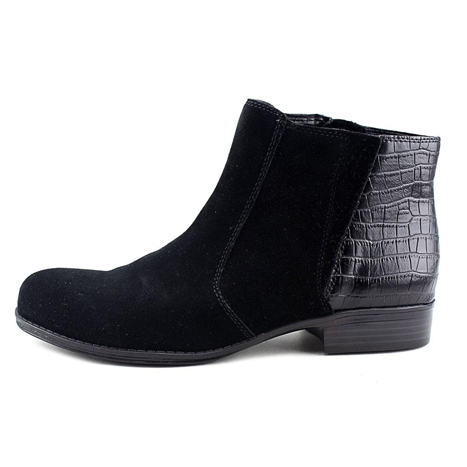 Naturalizer Jump Leather Almond Toe Ankle Fashion Boots, Black Suede (Women)