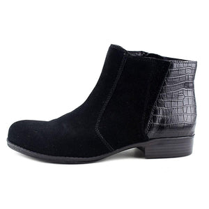 Naturalizer Jump Leather Almond Toe Ankle Fashion Boots, Black Suede (Women)