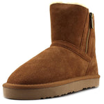 Style & Co. Ciley Suede Closed Toe Ankle Fashion Boots, Chestnut (Women)