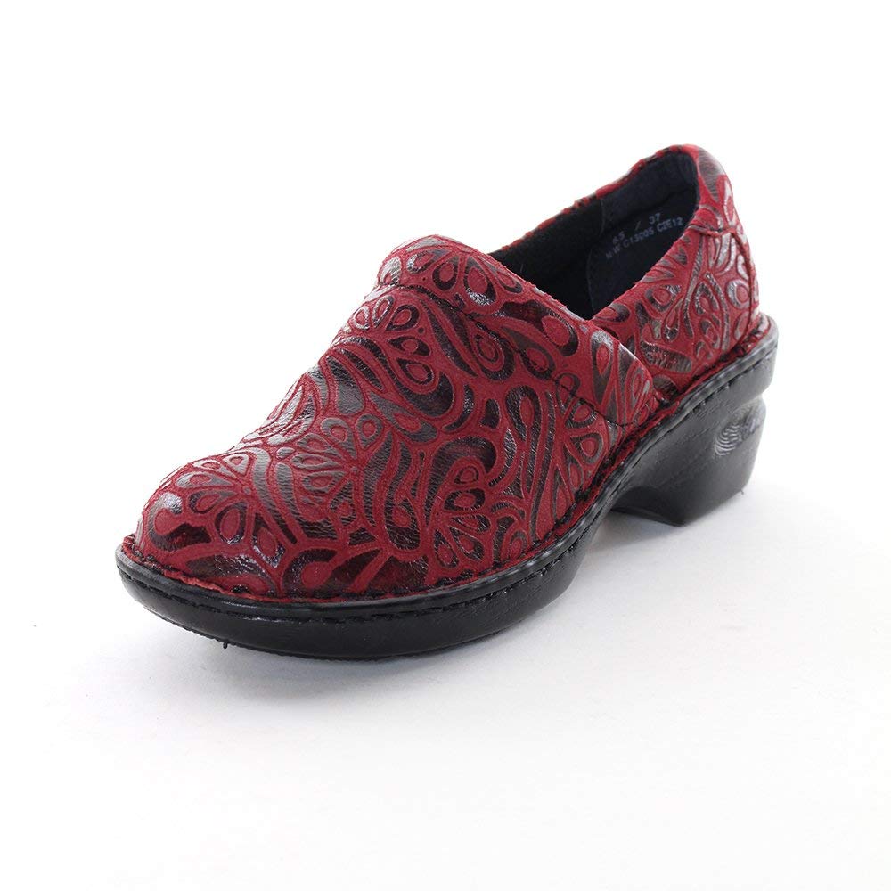 B.O.C Born Concept Womens Margaret Red Tooled F/G Clog (US 9 M)