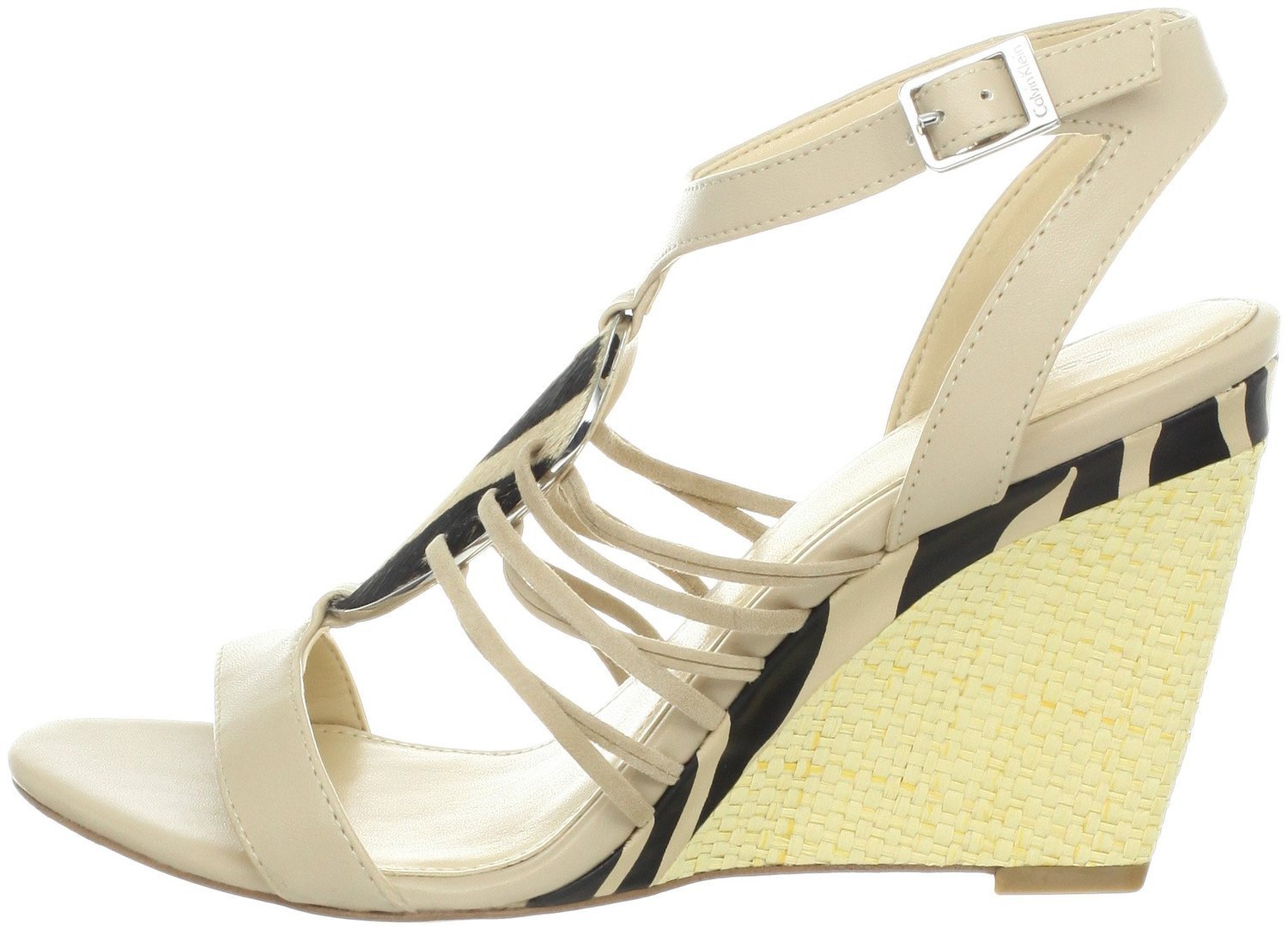 Marion Shiny S Nappa Wedge Sandal,Oatmeal (Women) - SHOE NV