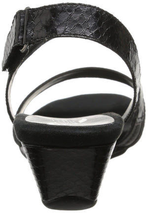Yet Ahead Wedge Sandal,Black Snake  (Women) - SHOE NV
