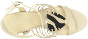Marion Shiny S Nappa Wedge Sandal,Oatmeal (Women) - SHOE NV