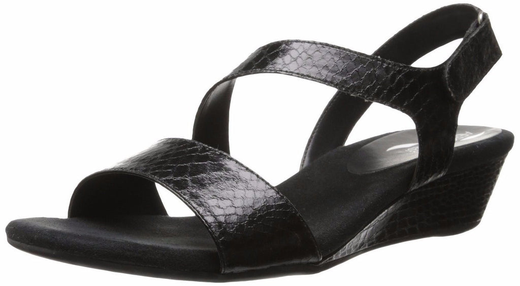 Yet Ahead Wedge Sandal,Black Snake  (Women) - SHOE NV