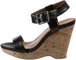 Nikole Wedge Sandal,Black (Women) - SHOE NV