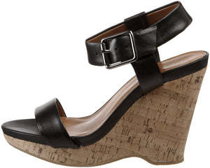 Nikole Wedge Sandal,Black (Women) - SHOE NV