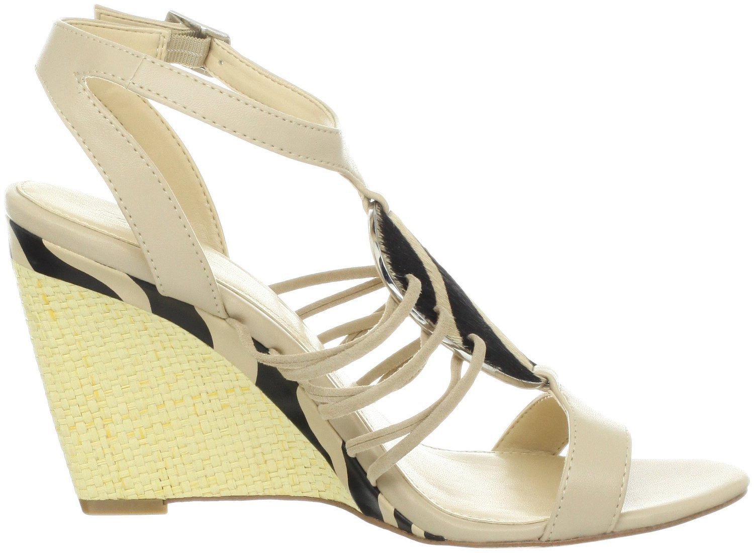Marion Shiny S Nappa Wedge Sandal,Oatmeal (Women) - SHOE NV