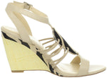 Marion Shiny S Nappa Wedge Sandal,Oatmeal (Women) - SHOE NV
