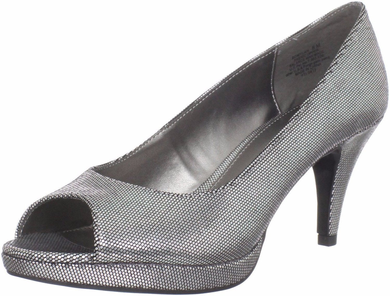Mylah Peep Toe Pump,Silver (Women) - SHOE NV
