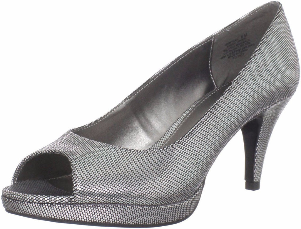 Mylah Peep Toe Pump,Silver (Women) - SHOE NV