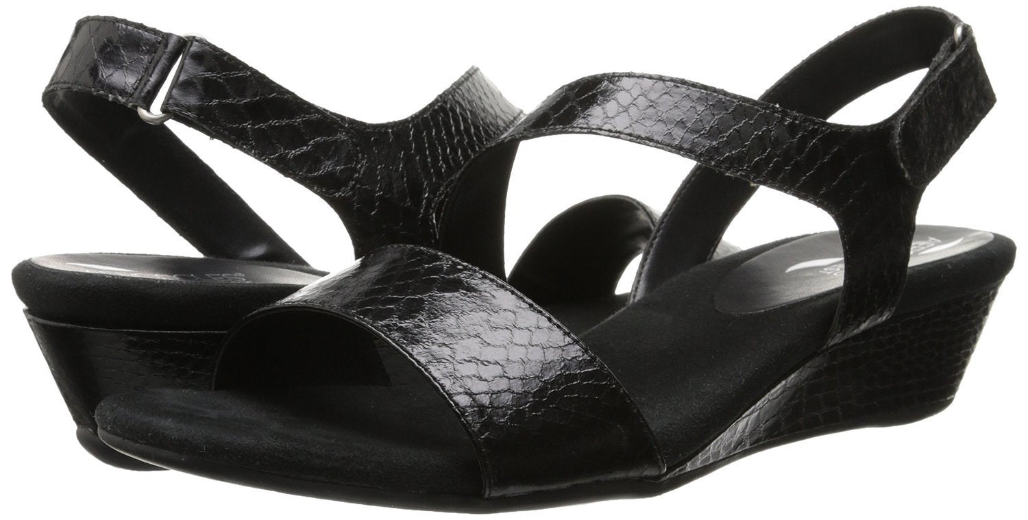 Yet Ahead Wedge Sandal,Black Snake  (Women) - SHOE NV
