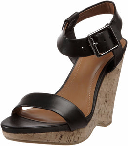 Nikole Wedge Sandal,Black (Women) - SHOE NV
